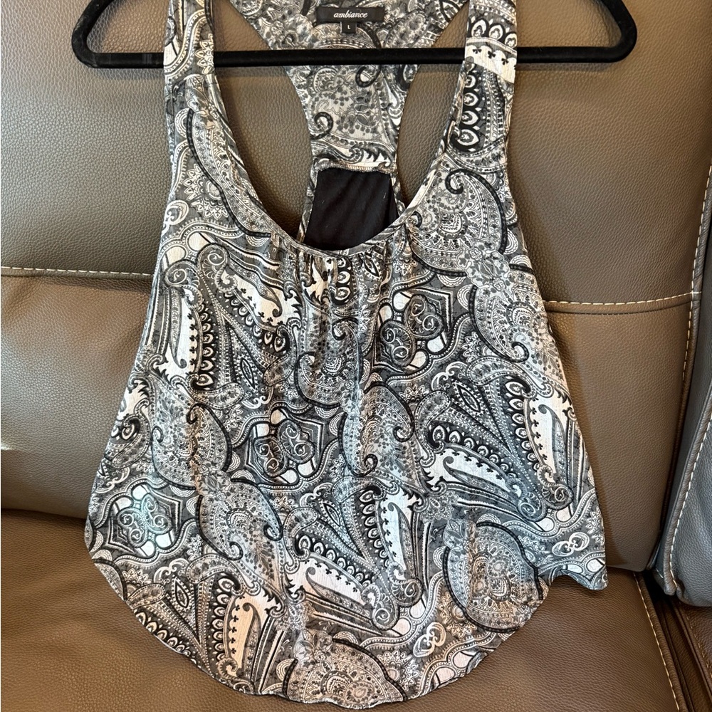 Ambiance Black and White Paisley Blouse